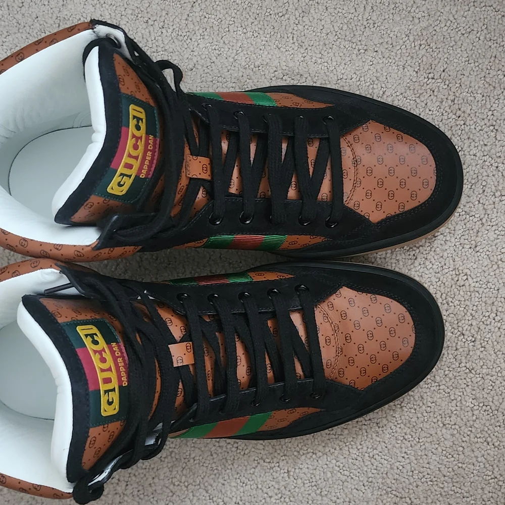 Gucci × Dapper DAN Brown High-Top Sneakers Sz 10.5